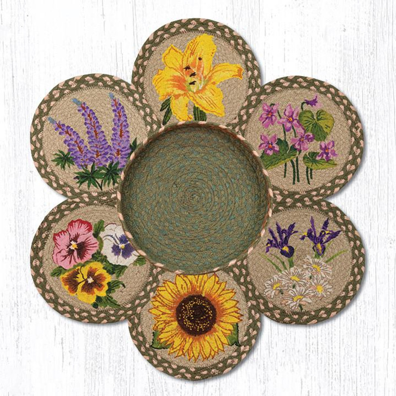 Earth Rugs TNB-399 Flowers Trivets in a Basket 10" x 10" Main image