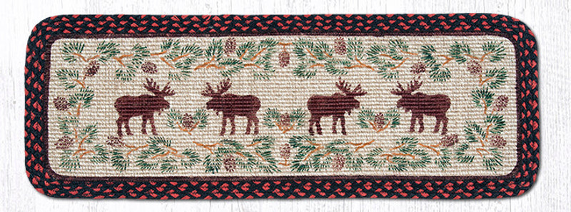 Earth Rugs WW-19 Moose / Pinecone Wicker Weave Table Runner 13" x 36" Main image