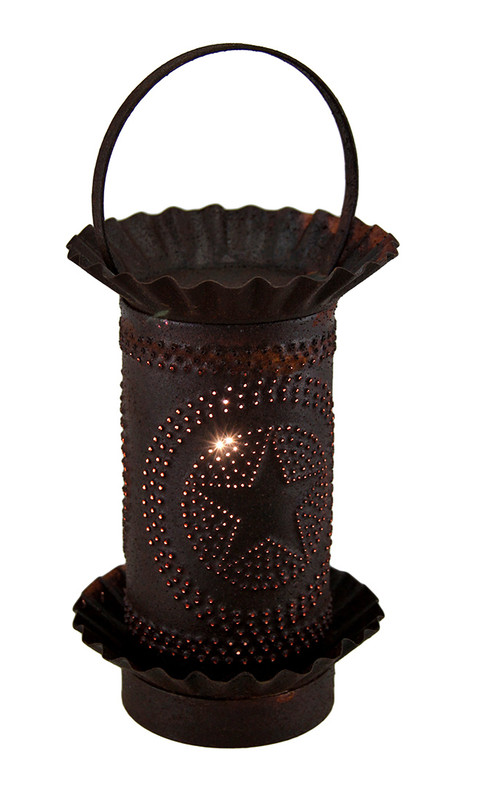 Rustic Tin Finished Metal Star Punched Mini Tart Warmer Lamp Main image