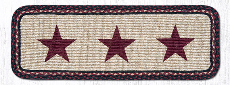 Earth Rugs WW-344 Burgundy Star Wicker Weave Table Runner 13" x 36" Main image