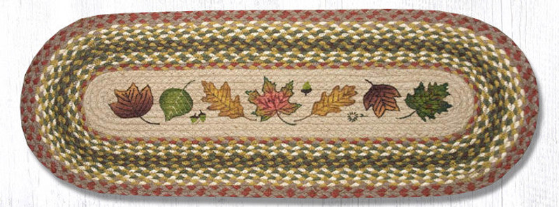 Earth Rugs OP-24 Autumn Leaves Oval Patch Runner 13" x 36" Main image