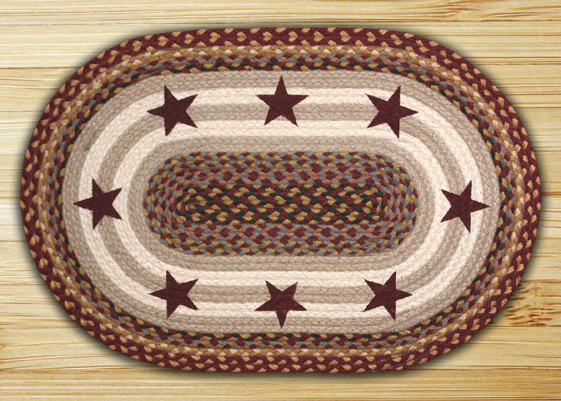 Earth Rugs OP-357 Burgundy Stars Oval Patch 5 Feet x 8 Feet Main image