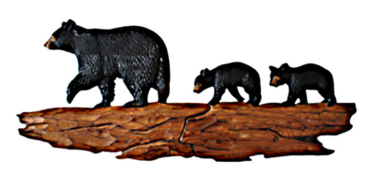 Bear Family Hand Crafted Intarsia Wood Art Wall Hanging 34 X 20 X 3 Inches Main image