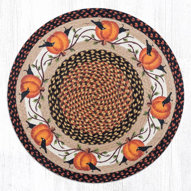 Earth Rugs RP-222 Pumpkin Crow Round Patch 27" x 27" Main image