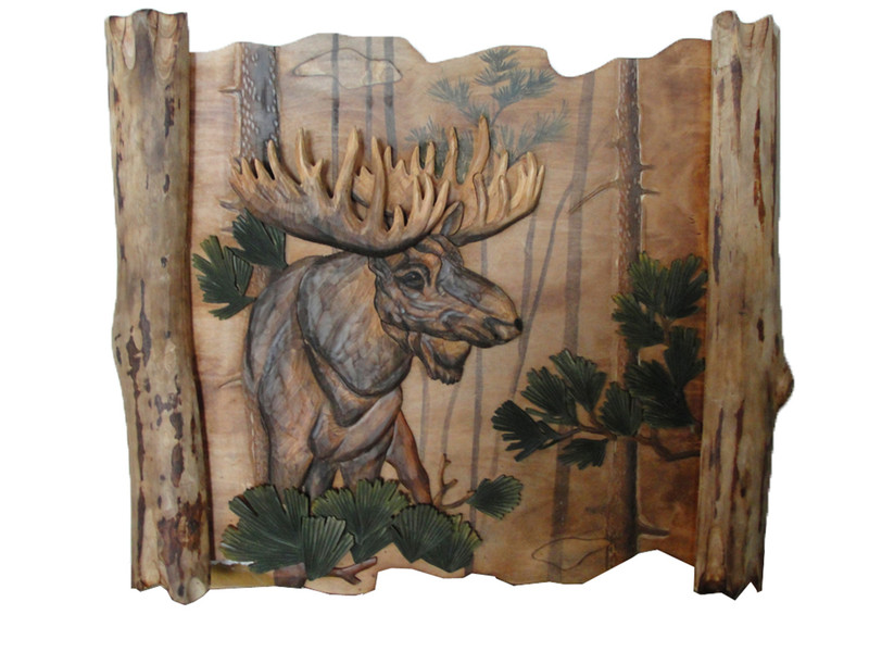 Moose Hand Crafted Intarsia Wood Art Wall Hanging 29 X 33 X 3 Inches Main image