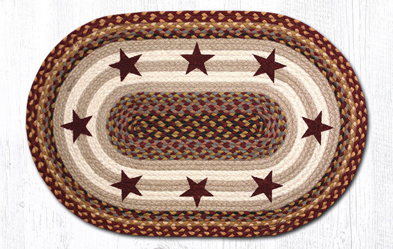 Earth Rugs OP-357 Burgundy Stars Oval Patch 20" x 30" Main image