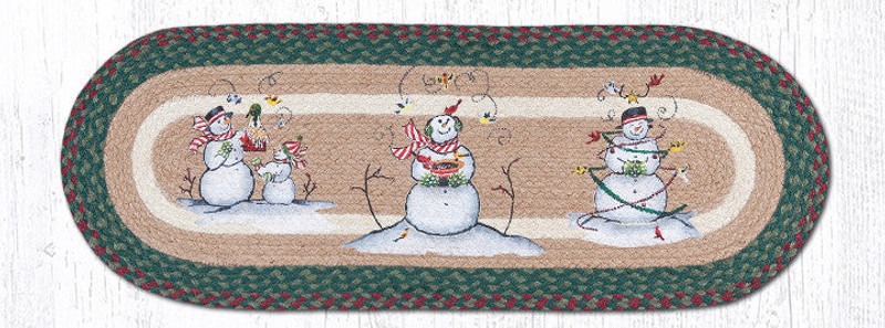 Earth Rugs OP-508 Snowmen Oval Patch Runner 13" x 36" Main image