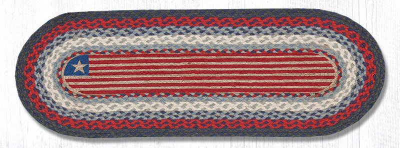 Earth Rugs OP-15 Flag Oval Patch Runner 13" x 36" Main image