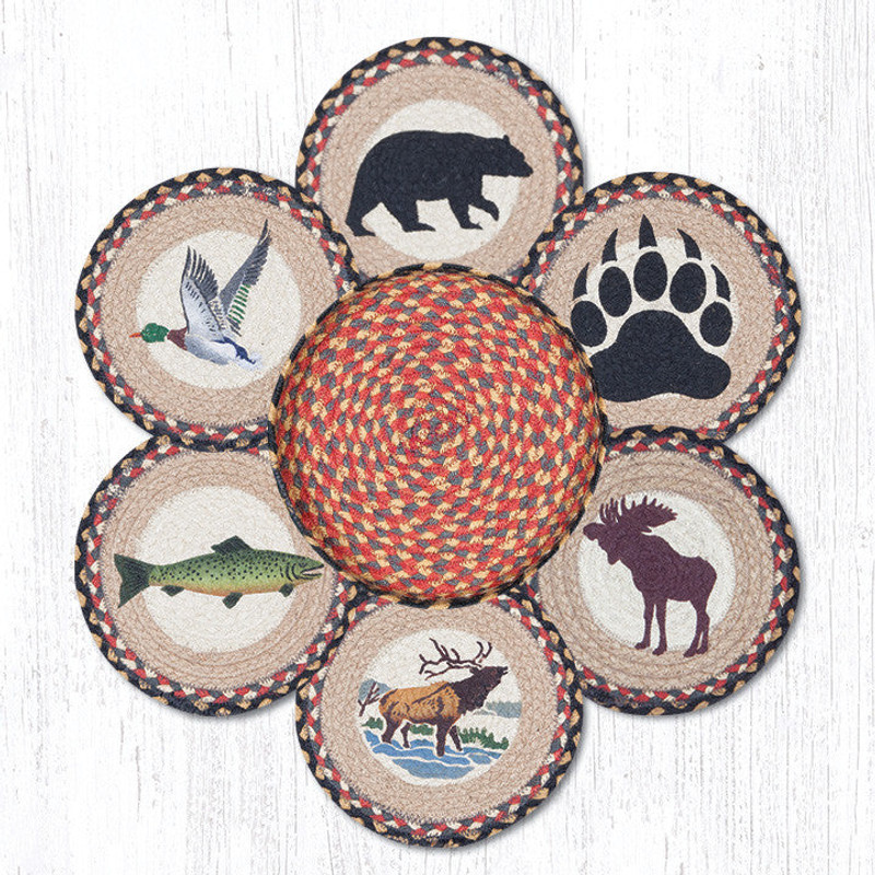 Earth Rugs TNB-43 Wildlife Trivets in a Basket 10" x 10" Main image