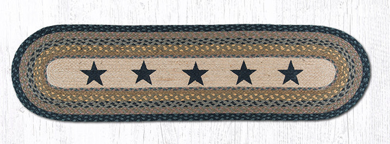Earth Rugs OP-99 Black Stars Oval Patch Runner 13" x 48" Main image