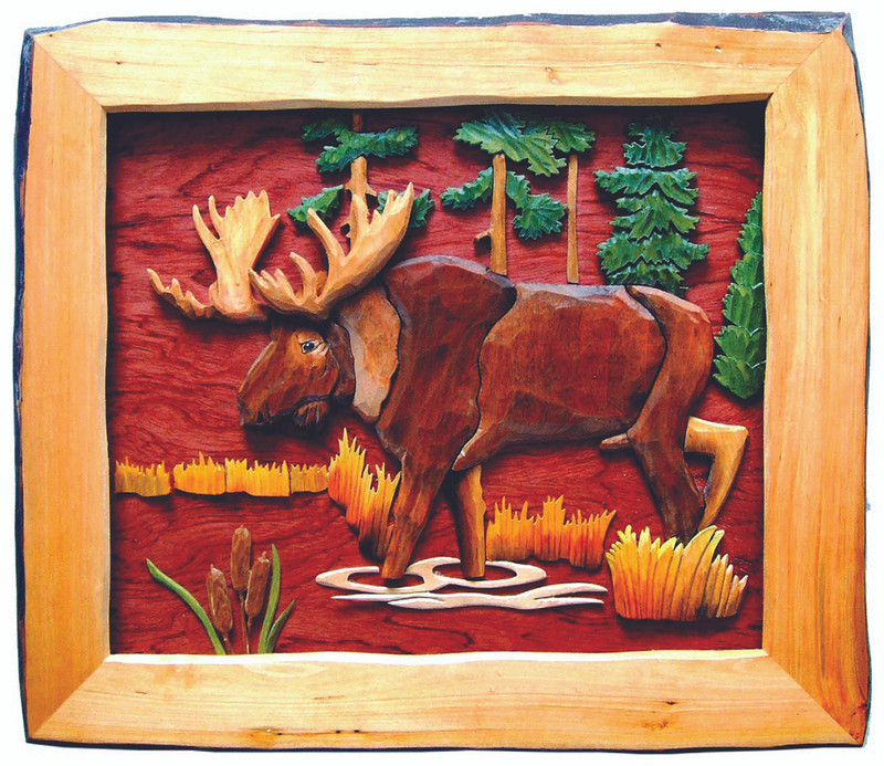 Moose Hand Crafted Intarsia Wood Art Wall Hanging 20 X 18 X 2 Inches Main image