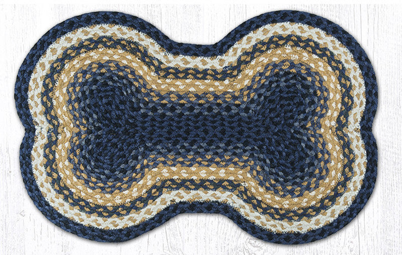 Earth Rugs DB-79 Lt. Blue / Dk. Blue / Mustard Large Dog Bone 18" x 28" Main image