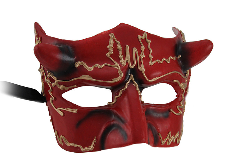 Scratch & Dent Hades Half Face Horned Red Devil Mask Main image