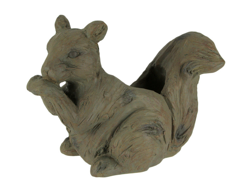 Old Wood Carved Look Indoor Outdoor Squirrel Planter Statue Main image