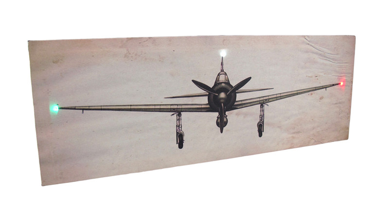 Vintage Look Airplane LED Lighted Canvas Print Wall Hanging Main image