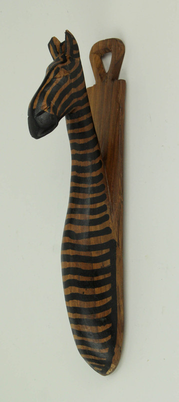 Hand Carved Wood Zebra Head Sculpture Wall Hanging 13 Inch Additional image