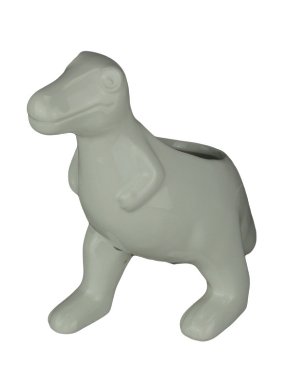 White Ceramic Tyrannosaurus Rex Dinosaur Jurassic Decor Planter Main image