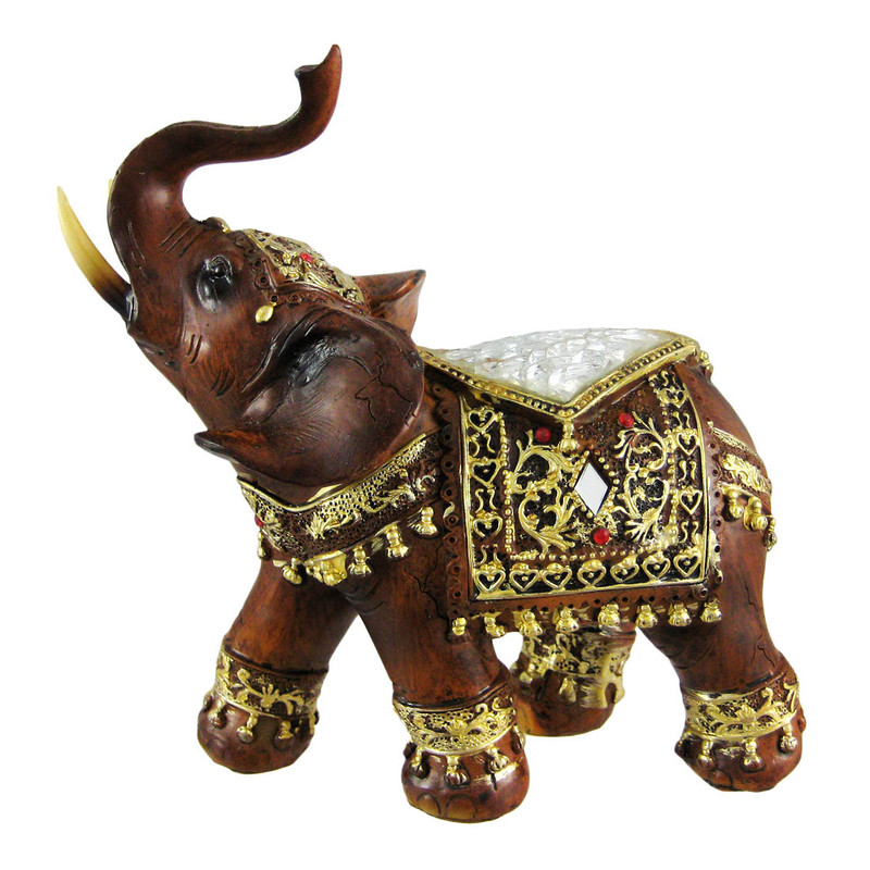 Gorgeous Wood Finish Indian Elephant Statue Crackle Glass Main image