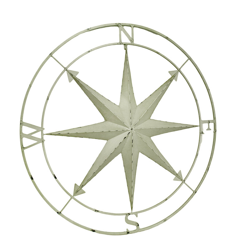 Compass Rose Lightly Distressed Metal Wall Hanging Main image