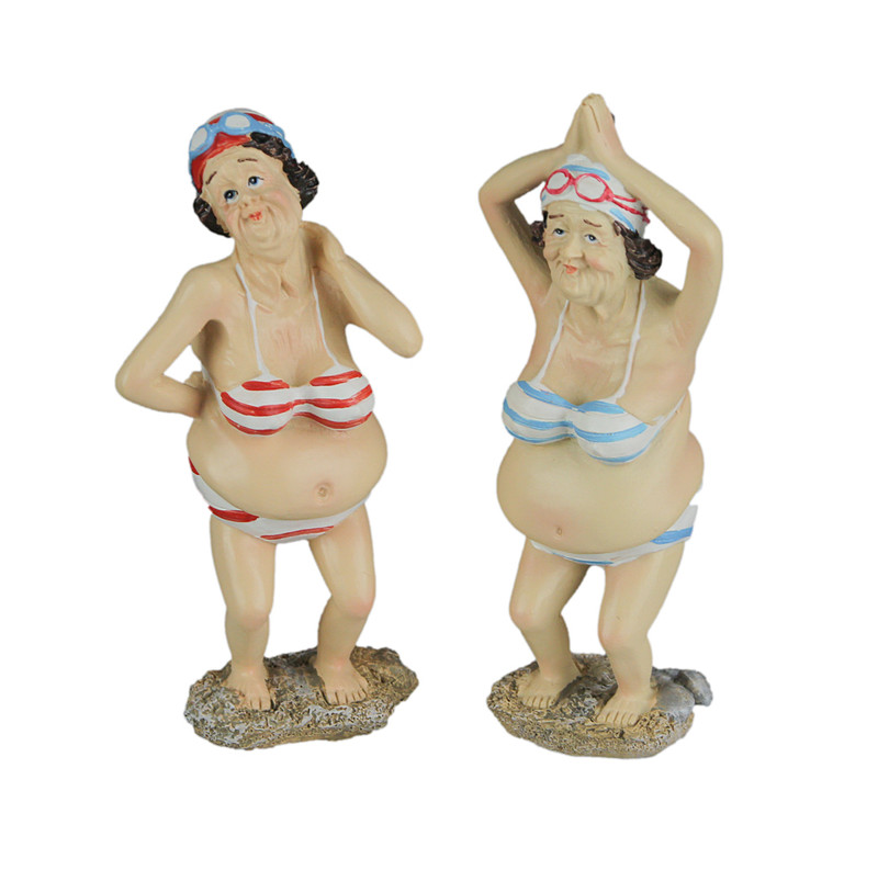 Pair of Hilarious Bikini Boomer Bathing Beauty Figurines 6 Inches Tall Main image