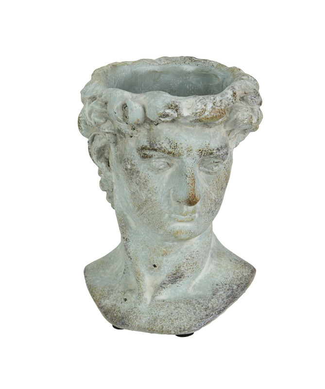 Michelangelo's David Bust Distressed Cement Indoor/Outdoor Head Planter Main image