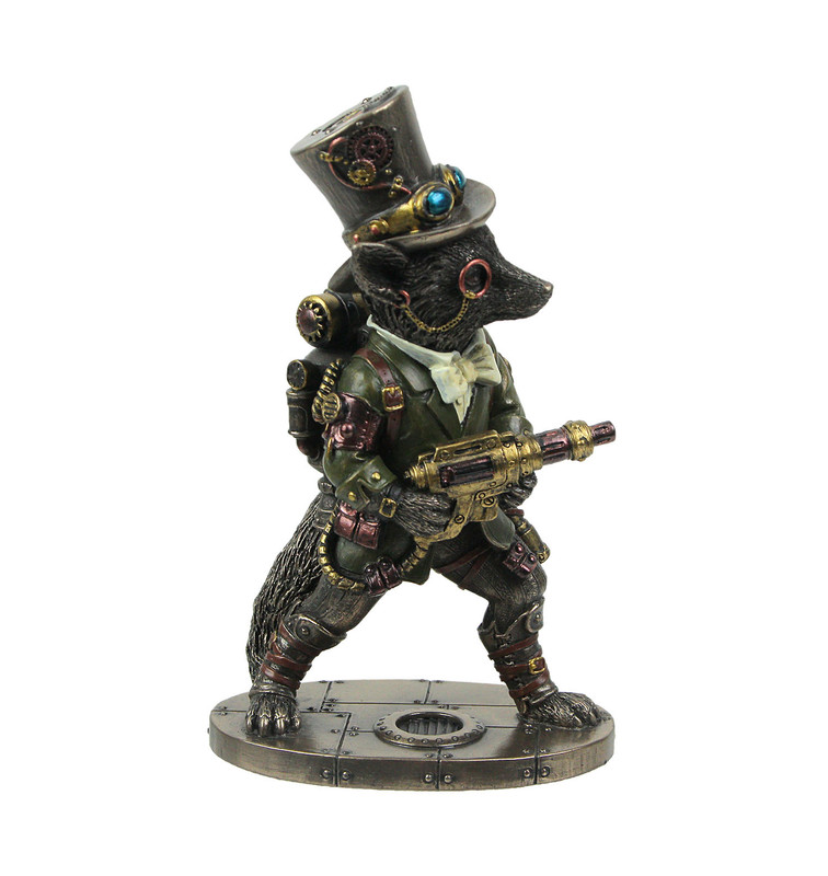 Bronze Finish Steampunk Stagecoach Gentleman Fox Bandit Statue Main image
