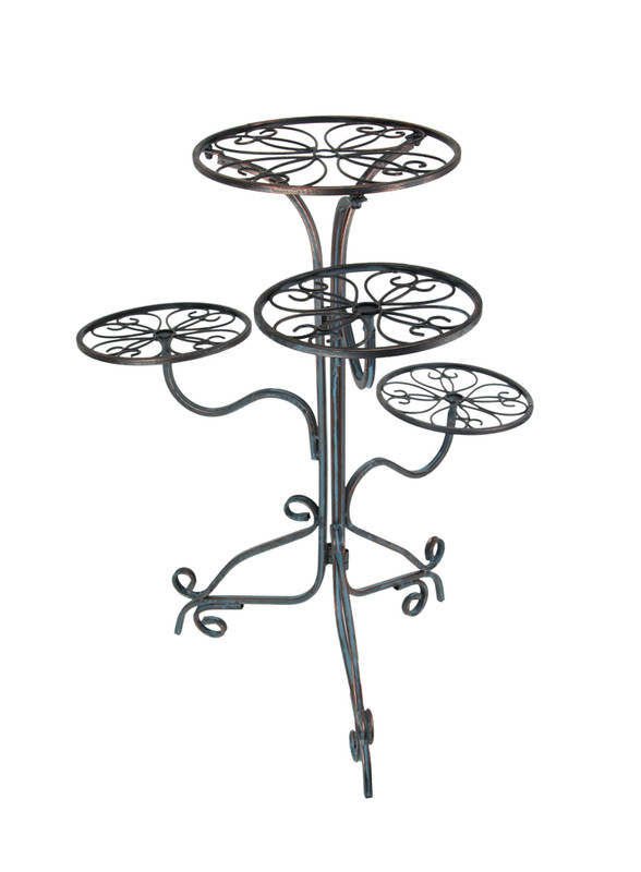 4 Tier Blue Copper Plant Stand Indoor Outdoor Decorative Pot Holder Shelves Main image