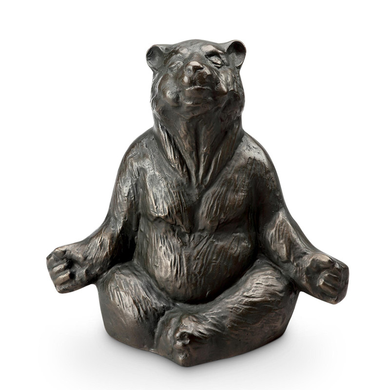 SPI Home Cast Aluminum Contented Yoga Bear Garden Sculpture 12 Inches High Main image