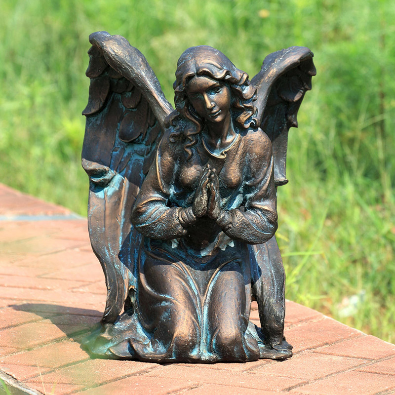 SPI Home Antique Brinze Finish Thoughtful Angel Garden Sculpture Main image