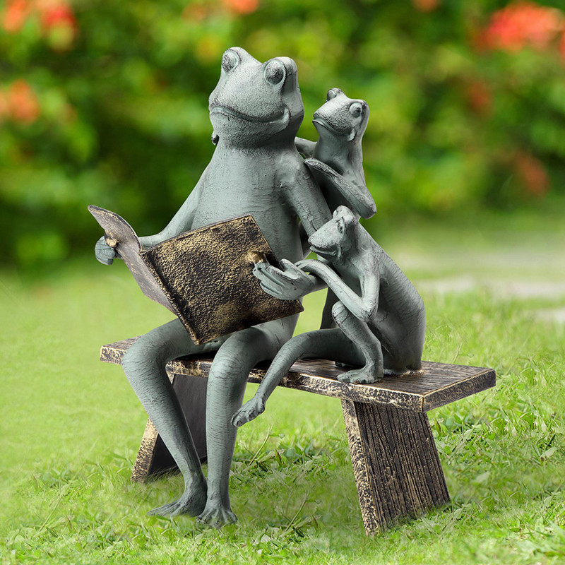 SPI Home Reading Frog Family Cast Aluminum Garden Sculpture Main image