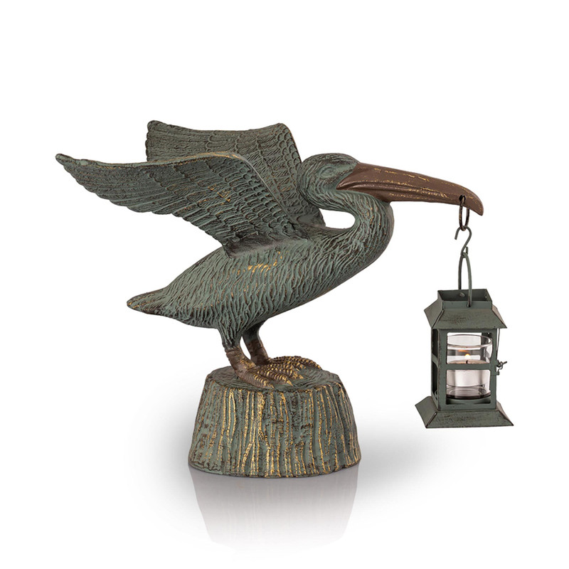 SPI Home Cast Aluminum Pelican Lantern Candle Holder Statue 11 Inches High Main image