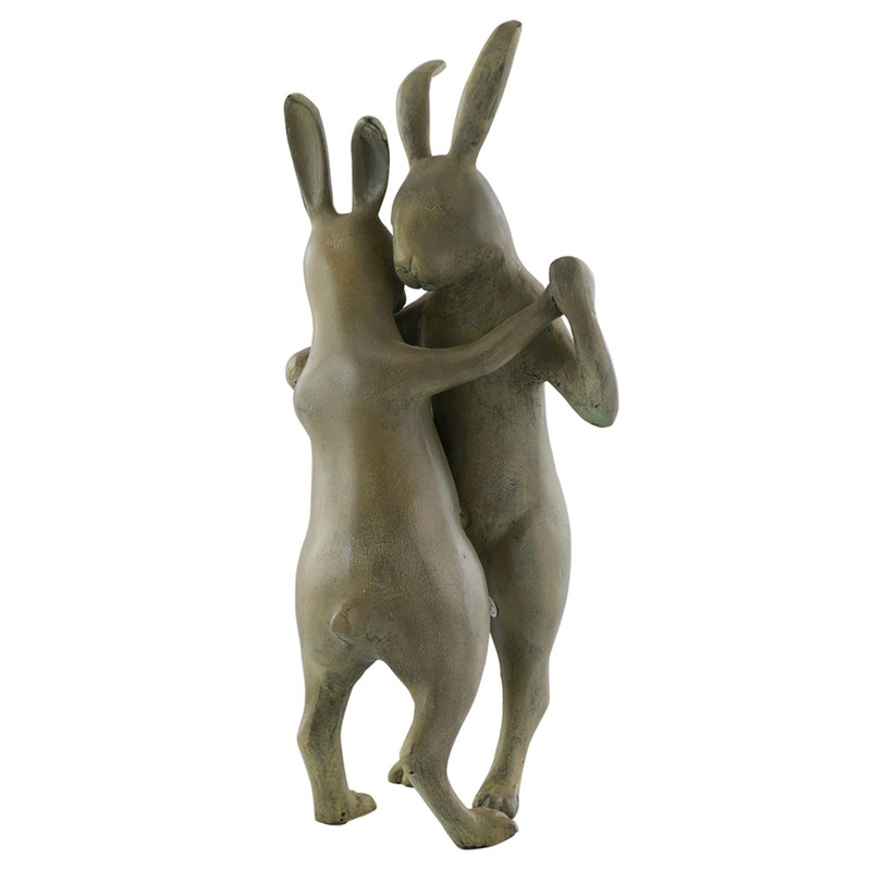 SPI Home Cast Aluminum First Dance Dancing Rabbits Garden Sculpture ( Main image