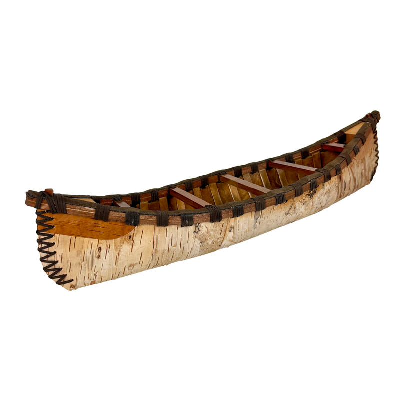Rustic Wood Decorative Canoe Statue Freestanding Tabletop 23.5 In Main image