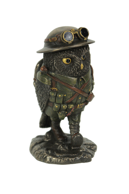 Sergeant Major Oscar Whiskey Lima Military Owl Bronze Finish Statue Main image