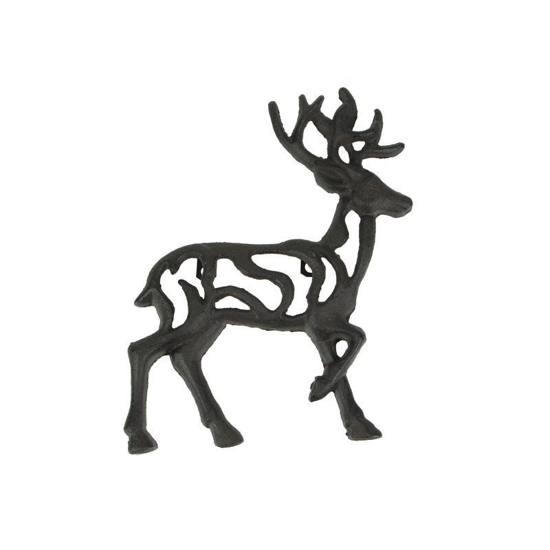 Rustic Brown Cast Iron Open Work Deer Wall Hanging 11.5 Inches High Buck Stag Main image