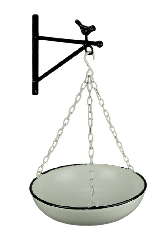 Black and White Enamel Metal Wall Mounted Bowl and Bracket Main image