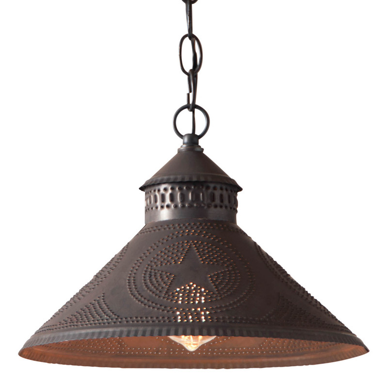 Irvin's Country Tinware Stockbridge Shade Light with Star in Kettle Black 12 Inches Diameter Main image
