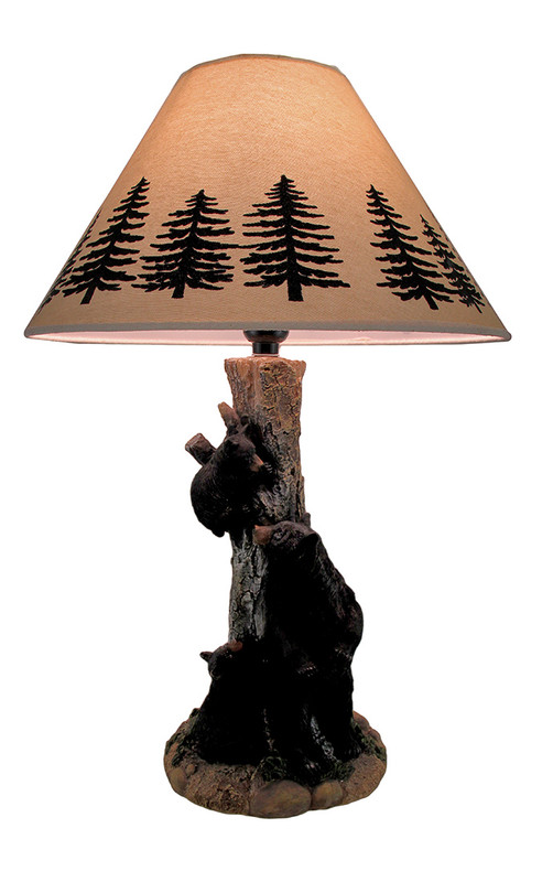 Curious Cubs in Tree Decorative Black Bear Table Lamp (NO SHADE) Main image