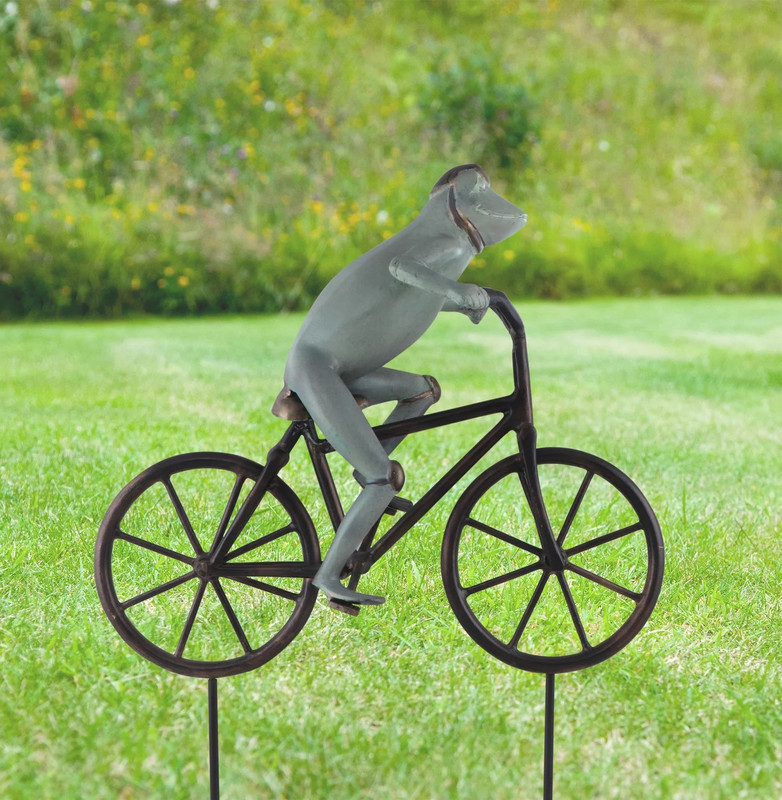SPI Home Frog on Bicycle Garden Sculpture Main image