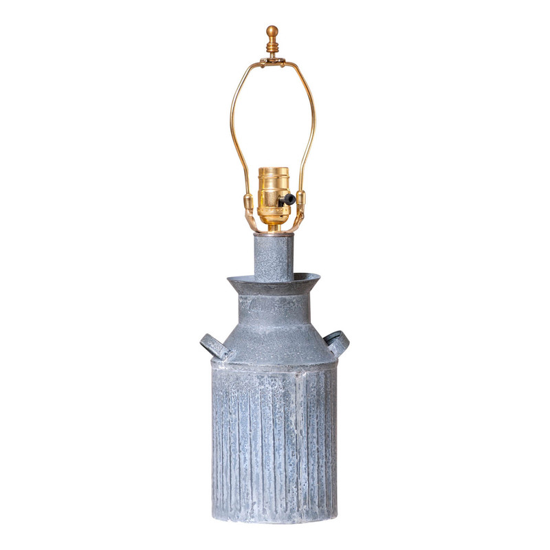 Irvins Country Tinware Milk Jug Lamp Base in Weathered Zinc Main image