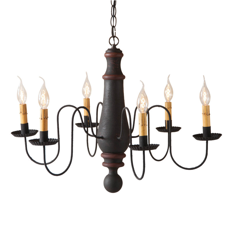 Large Norfolk Chandelier in Hartford Black with Red Stripe Main image