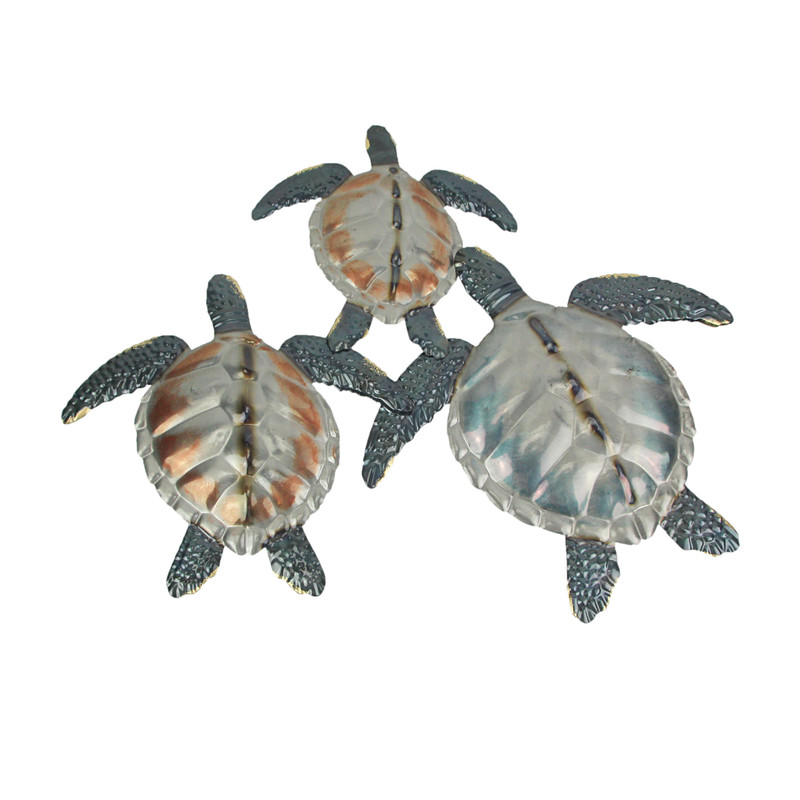 Metal Sea Turtle Family Wall Art Beach Home Decor Hanging Coastal Sculpture Art Main image