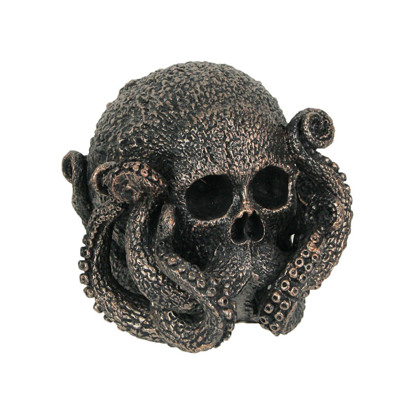 Bronze Resin Octopus Skull Sculpture Nautical Home Decor Figurine Art Decoration Main image