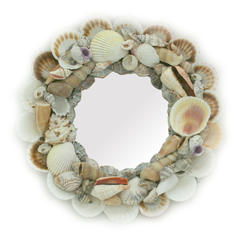 Natural Seashell Frame Small Round Wall Mirror 10 Inch Diameter Main image