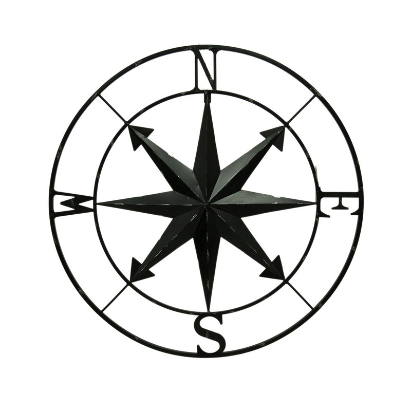 Scratch & Dent Distressed Metal Indoor/Outdoor Compass Rose Wall Hanging 28 Inch Main image