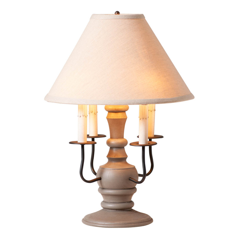 Irvins Country Tinware Cedar Creek Wood Table Lamp in Earl Gray with Fabric Linen Shade Main image