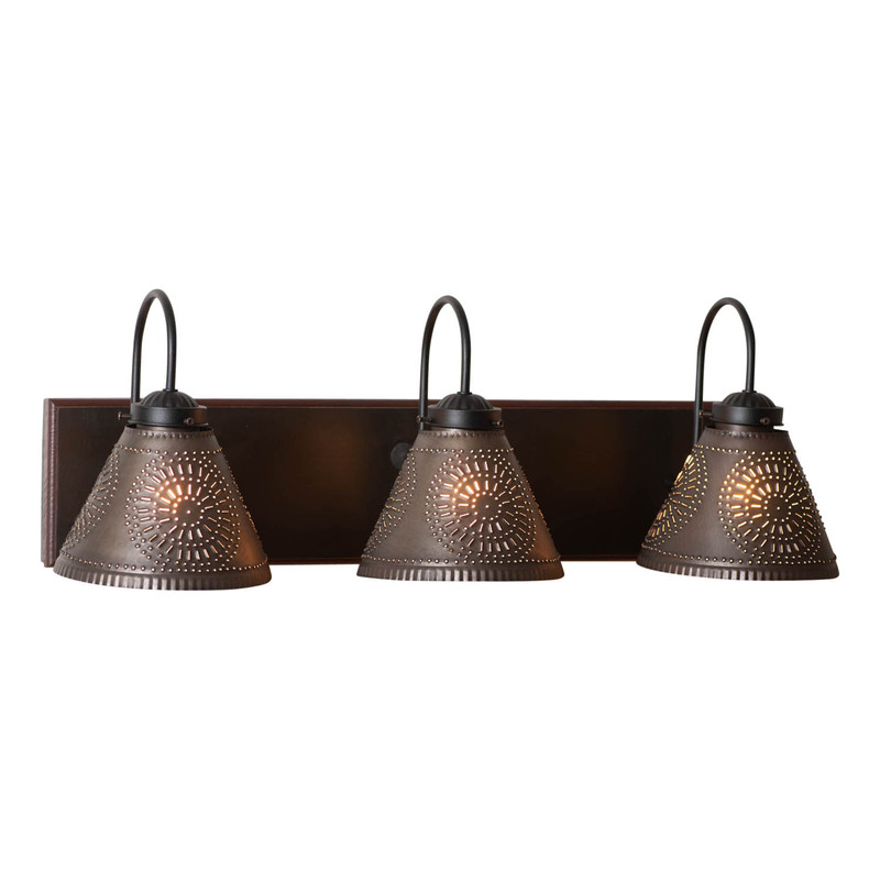 Irvins Country Tinware 3-Light Crestwood Vanity Light in Rustic Black Main image