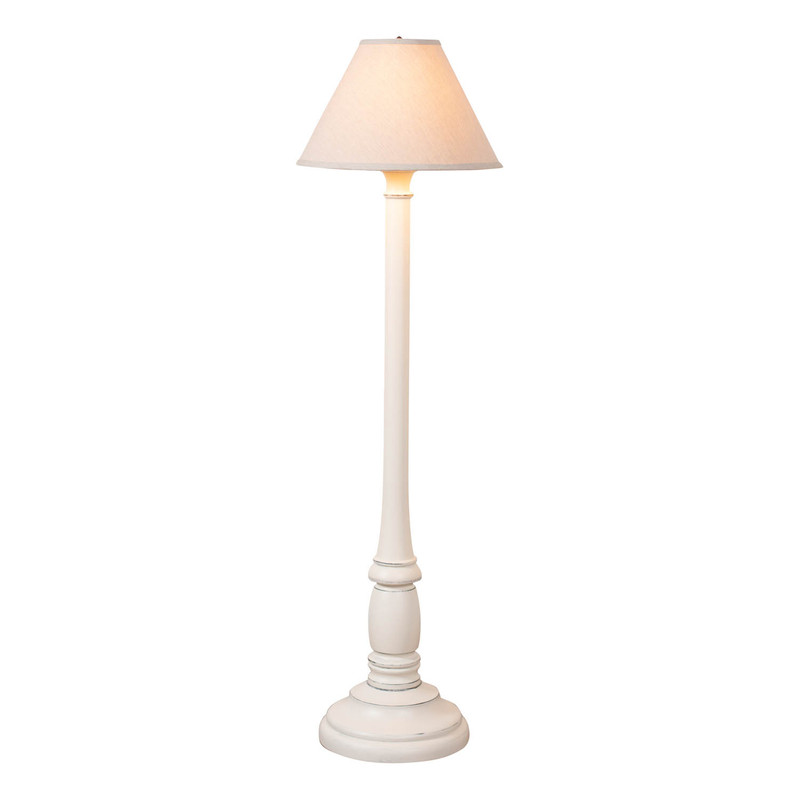 Brinton House Floor Lamp in Rustic White - Linen Shade - Tinware Main image