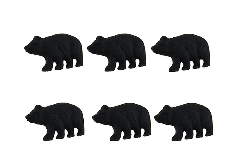 6 Piece Matte Black Forest Bear Cast Iron Drawer/Cabinet Knob Set Main image