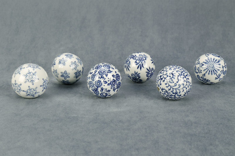 AA Importing Set of Six 2.5" Blue and White Decorative Balls Main image